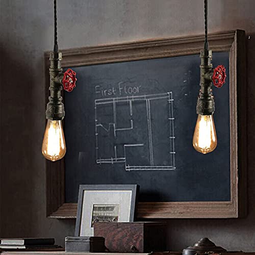 Yhqsyks Water Pipe Industry Steampunk Pendant Lights Vintage Metal Water Pipe Ceiling Lamps Fixtures For Balcony For Cafe, Bar, Bedrooms #TOP3