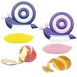 2 Stück Sparschäler Schnecke, Kinder Sparschäler & Apfelschäler mit rutschfestem Griff – Tragbarer Obstschäler für Kinder, Ideal für Camping, Picknick und Haushalt