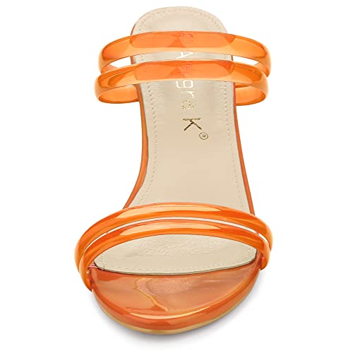 Allegra K Allegra K Women's Clear Strap Heel Slide Mule Block Heel Orange Sandal 7 M US