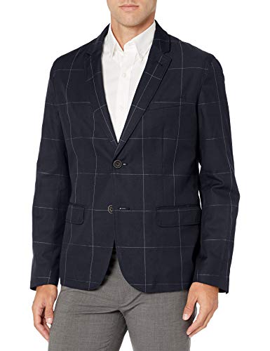 AX Armani Exchange mens Two Button Pin Check Yarn Dyed Blazer, Navy Pin Check, 38 US