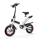 Elektrofahrrad, 14 Zoll E-Bike Elektro Klappfahrrad für Erwachsene City Pendler Ebike Klapprad Elektrisches Fahrrad mit 36V/10Ah Akku - 25 km/h - LCD Bildschirm (Y1-14 Weiß)