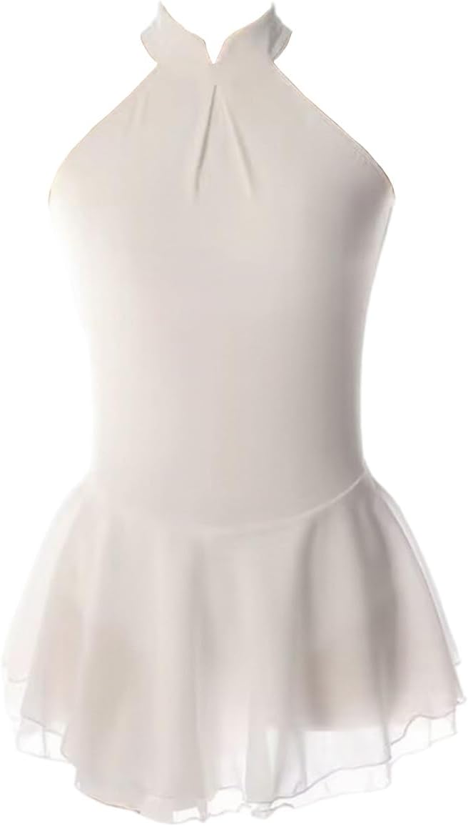 Figure Skating Dress,Girls Sparkling Gradient White Diamond Skating Performance Competition Wear Costume