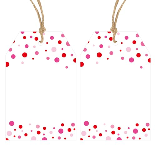Anwyll Gift Tags with String - 100 Pcs Pink Gift Tags for Presents