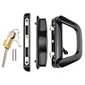 EMVANV Sliding Patio Door Handle Set with Mortise Lock, Replacement Handle with Key Lock Fits Patio Doors Thickness 1-1/2" to 1-3/4", 3-15/16" Screw Hole Spacing(Black,Size:with Keys)