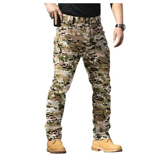 Pantalon Tactique éLastique pour Hommes,Militaire Résistant à l'eau pour Le Combat,Camouflage D'Entraînement pour Les Forces Armées 06-Kaki XL