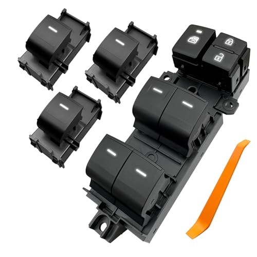 HeFanDrive 4-Door Power Window Switch Set for 2020-2025 Toyota RAV4 XA50/Corolla, 2017-2025 CHR, 2019-2025 BZ4X - All-Black Buttons, White LED (All Keys Lit), 4-Piece Combo