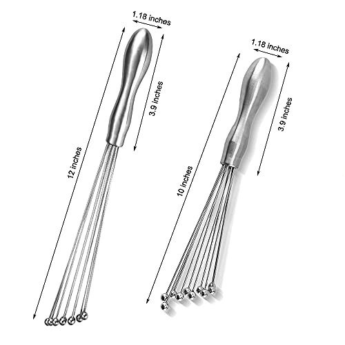 2 Pack Egg Whisks Stainless Steel Ball Whisk 2 Sizes Egg Beater Manual Mixer For Sauces Cream Egg Include 10 Inch,12Inch #TOP1