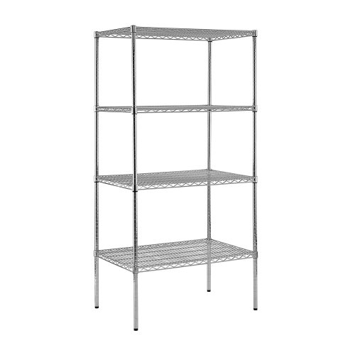 Sandusky Lee WS362474-C Chrome Steel Wire Shelving, 4 Adjustable Shelves, 800 lb. Per Shelf Capacity, 74