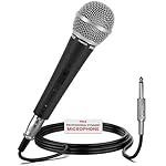 Pyle Professional Dynamic Vocal Microphone - Moving Coil Dynamic Cardioid Unidirectional Handheld Microphone with ON/OFF Switch Includes 15ft XLR Audio Cable to 1/4'' Audio Connection - PDMIC59