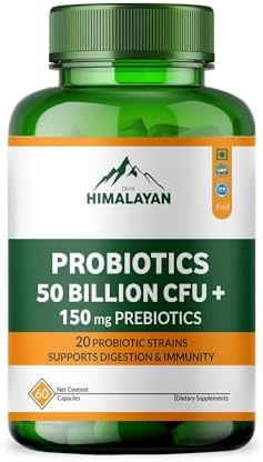 Divya Himalayan Probiotics, 50 Billion CFU, Gut & Immune Support, 60 Vegan Capsules, High-Potency, Non-GMO, Gluten-Free