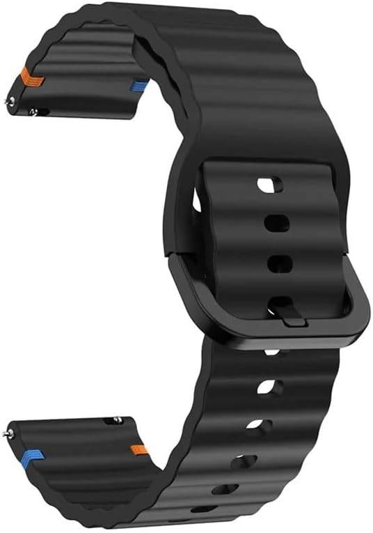 AONES 20mm Watch Strap Silicone Belt Compatible for Amazfit Active 2 44Mm Smartwatch Classy Color Hook Band Black