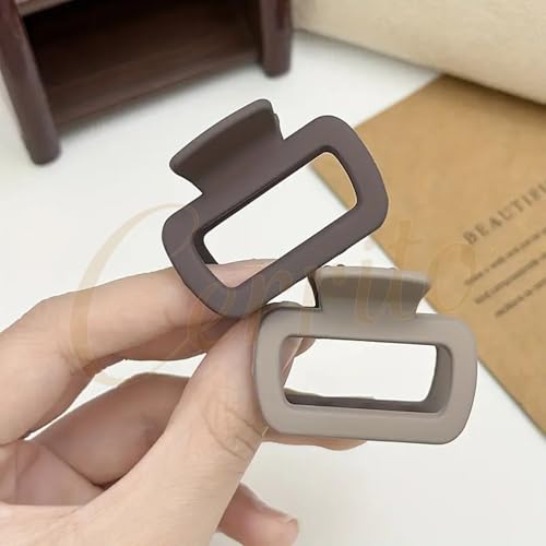 Image of Cerrito 6 Pcs Small Matte Hair Claw Clips for Women & Girls | Rectangle Mini Clamps | Strong Hold NonSlip Clips for Thick & Thin Hair | Neutral Color | Durable Hair Accessories for Casual, Styling | Multicolor