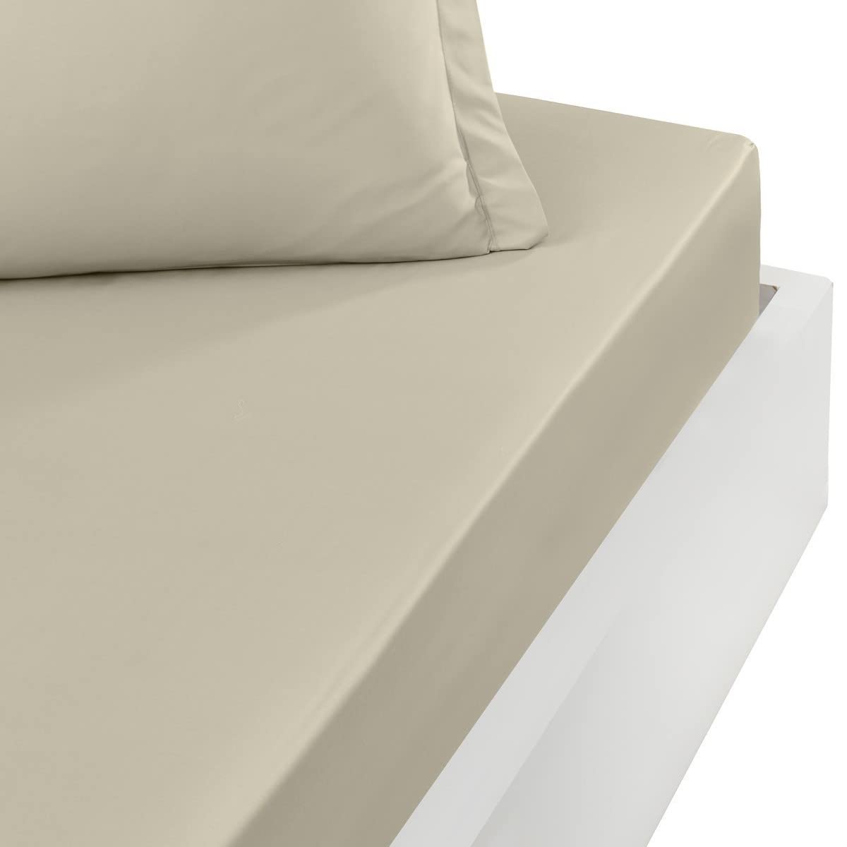 Sensei La Maison du Coton Fitted Sheet 40 cm Percale Soft Cotton Percale Plus, String, 80x200 cm