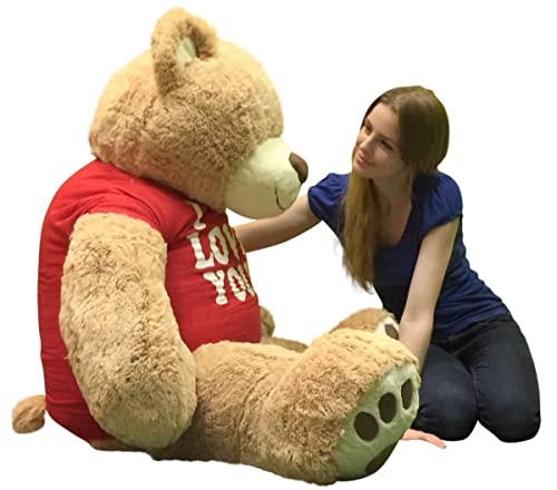 Big Plush Giant Teddy Bear With I Love You T-Shirt - Huge 5-Foot Plush Teddybear - Stuffed Animal - Loving Gift - Oso De Peluche - Cute Oversized Plushie - Jumbo Bear To Show You Care #TOP6