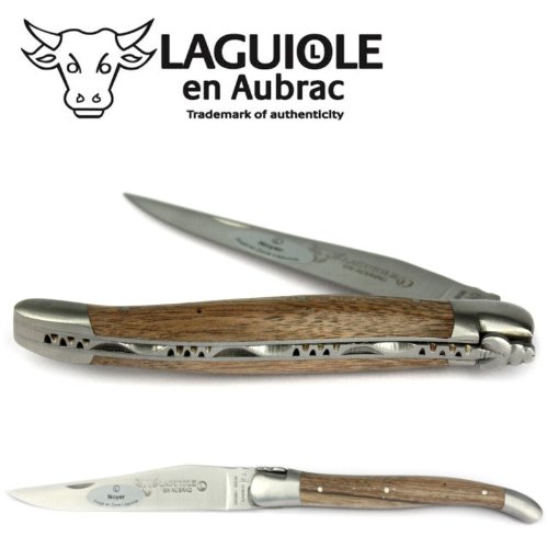 Laguiole En Aubrac Handmade Knife 12 Cm L0212Noif Walnut Wood Handle, Blade And Bolsters Stainless Steel #TOP1