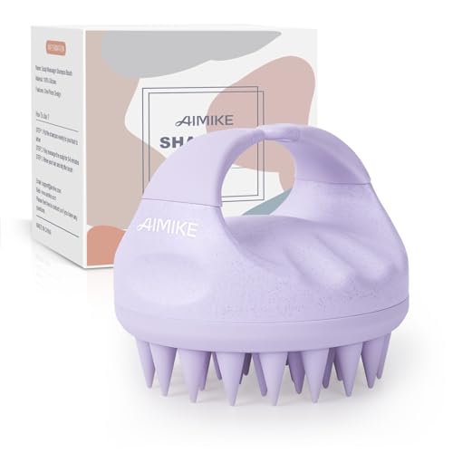 AIMIKE Brosse Massage Cuir Chevelu, Brosse Shampoing Cheveux en Silicone pour Enlever les Pellicules, Scalp Massager pour la Croissance des Cheveux, Humide et Sec Brosse Cuir Chevelu, Lilas