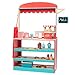 Movie Theatre Snack Bar Wooden Playset- Pretend Concession Stand Holiday Fun- Full Set w Popcorn Machine Hot Dogs Candy Bars Sodas Cash Register Credit Card- Kids Food Activity Center