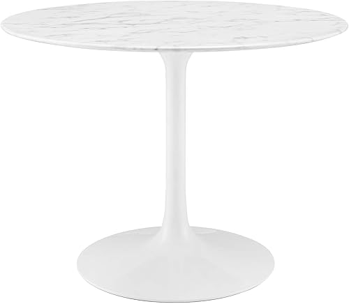 Miniatura 14 de Modway Lippa Mid-Century - Mesa auxiliar redonda de mármol artificial Base blanca/parte superior blanca,Base blanca/parte superior de mármol,Base
