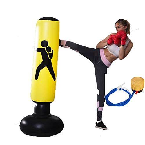 Wolfsport Fitness Punching Bag Heavy Punching Bag Inflatable Punching Tower Bag Freestanding Children Fitness Play Adults De-Stress Boxing Target Bag 5.25ft