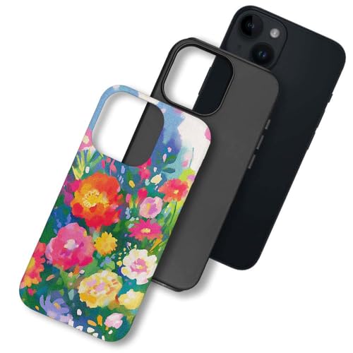 Coque robuste iPhone 13 double couche antichoc SmaMZ T2 à bumper souple et fleurs brillantes