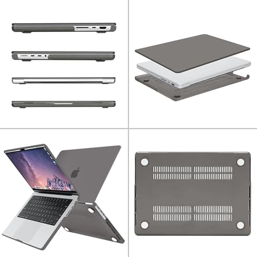Image of MOSISO Compatible with MacBook Pro 14 inch Case 2025 2024 2023 2022 2021 M5 M4 M3 M2 M1 A3434 A3112 A3185 A3401 A2918 A2992 A2779 A2442, Hard Shell&Keyboard Cover&Screen Film&Pouch,Gray