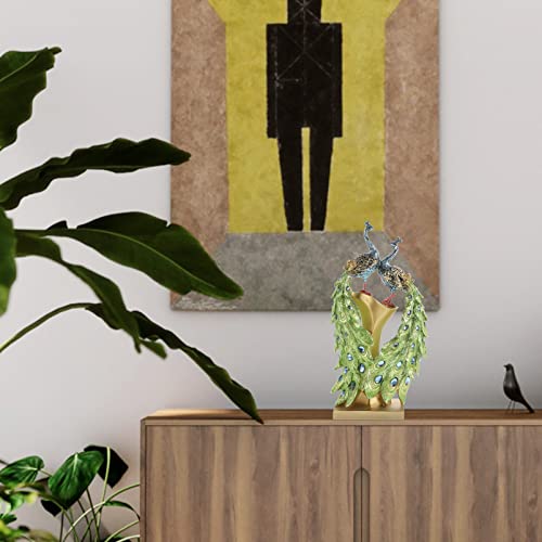Estatua decorativa de pavo real de resina para escritorio miniatura 7