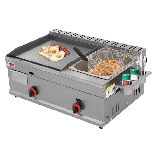 MJMLUCK Freidora de Gas Comercial Freidora Grande Freidora de encimera con Cesta extraíble Acero Inoxidable Duradero Alta eficiencia para restaurantes y Catering Cocina profesion