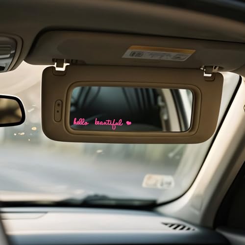 Image of 10X Hello Beautiful Rearview Mirror Decal, Vinyl Car Window Stickers for Women - Self Affirmations Water Bottle Laptop Decals Gift Accessories