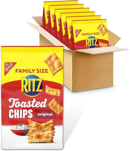 RITZ Toasted Chips Original Crackers, Party Snacks, Bulk Snacks, Family Size, 6 - 11.4 oz Bags