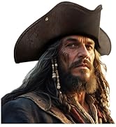 L'VOW Adult Pirate Hat Colonial Tricon Hat for Women Men Halloween Costume Accessory