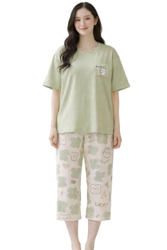 Women Elegant Home Lounge Night Set with Relaxed Half Sleeve Top and Soft Pajama Pair-picture-28