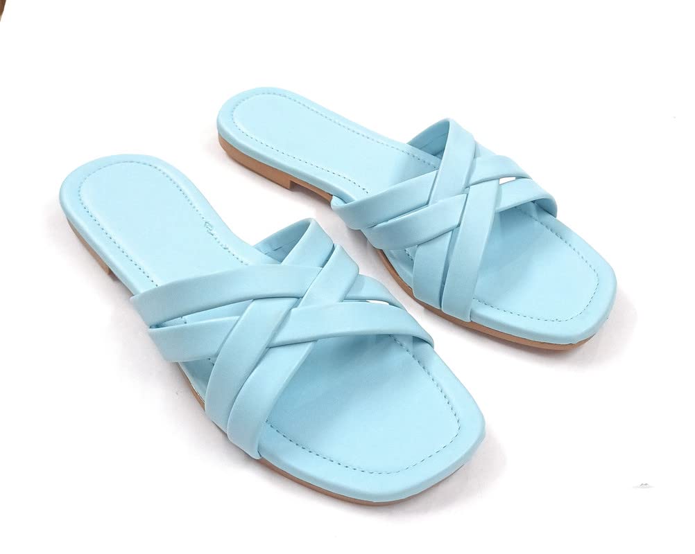 Dazi Lifestyle Elegant Comfortable MultiStrap Slipper/Flat for Women & Girl Blue,8 (B0BPNXML9W) Amazon Price History, Amazon Price Tracker