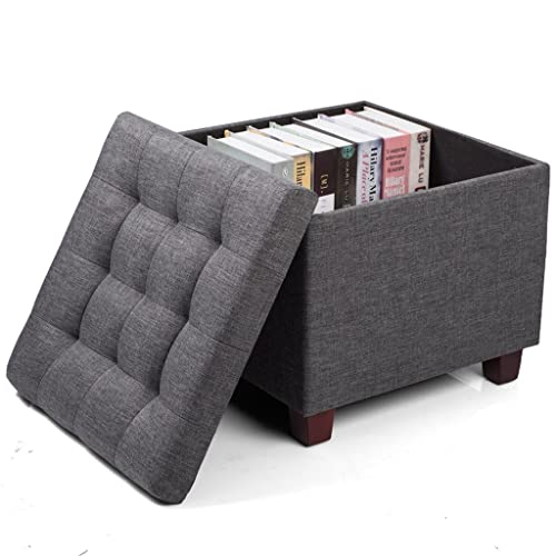 Dbhcxd Multi-Purpose Linen Ottoman Chair Stool Storage Box Upholstered Footstool Linen Square Pouffe Chair With Removable Cover (Color : D, Size : 45X45X41Cm) #TOP2