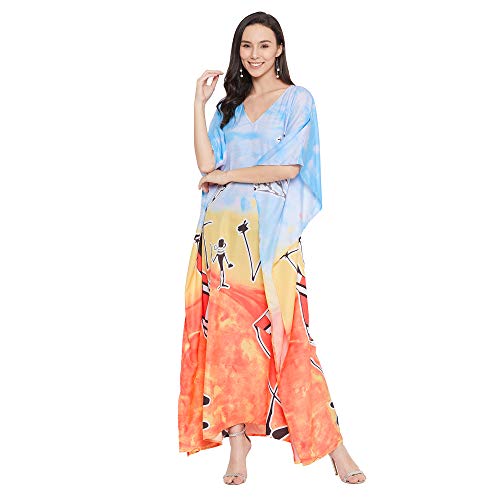 Image of Oussum Plus Size Kaftan Dresses for Women, Polyester Summer Caftan Cover Up Maxi Beach Dress, 1X-3X