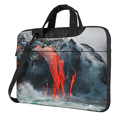 Sacoche pour ordinateur portable motif lave rouge vif, sac à bandoulière homme renforcé