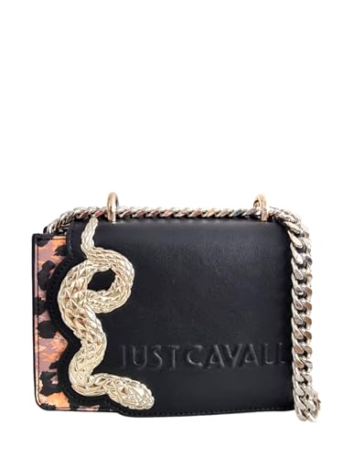 Just Cavalli Snake Umhängetasche, Schultertasche, Schwarz-Gelb