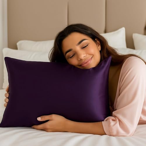 Image of Premium Satin Pillowcase Set of 2 with Eye Mask & 3 Scrunchies | Silky Soft, Anti-Frizz, Skin & Hair Care Sleep Set | Luxury Gift Combo for Women & Girls (Wine)