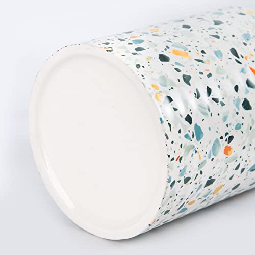 Leazul Kitchen Utensil Holder,7.2″Extra Large Stable Terrazzo Marble Pattern Ceramic Utensil Crock,Utensil Organizer For Countertop,Kitchen Decor,Utensil Holder For Housewarming,Wedding Gift Blue #TOP4