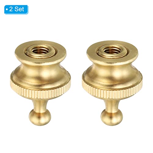 Image of PATIKIL 1.1 inch Tall Brass Lamp Finials Cap Knob, 2 Set Round Lamp Screw Holder Tapped 1 /4-27 for Table and Floor Lamp Shade Decorations