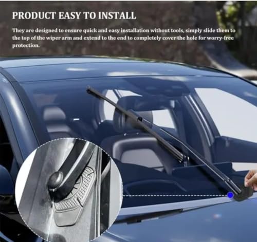 Image of Car Wiper Hole Protection Cover, Universal ABS Protector Pad, Anti-Rust and Debris Guard, Black, 2 Pack