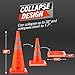 RoadHero 28 Inch 4 Pack Collapsible Traffic Safety Cones, Multi Purpose Pop-up Cones with Reflective Collar for Road Safety, Orange Cones for Driving Training, Parking Lots