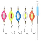 JaneYi 5 Pezzi Cucchiai da Pesca Trota Kit Esche Artificiali Spinning Esche UV-Attive e Autoluminose Ondulanti Spinning Esca per la Pesca alla Trota con Rimozione Amo Pesca e Scatola