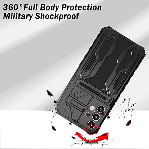 WFTE Samsung Galaxy A13 4G Case Multifunctional Plastic Silicone Double Protective Case [Adjustable bracket] Samsung Galaxy A13 4G Protective Cover +Tempered Glass Screen Protector X2