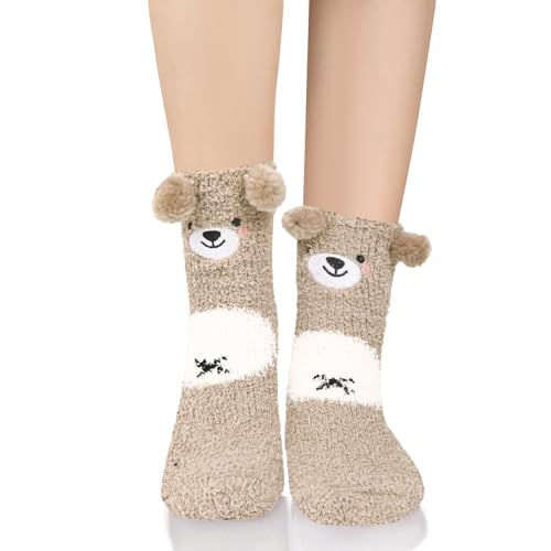 Image of Benefeet Sox Funny Animal Fuzzy Socks for Women Girls - Cute Fluffy Slippers, Cozy Warm Winter Plush Sleeping Socks
