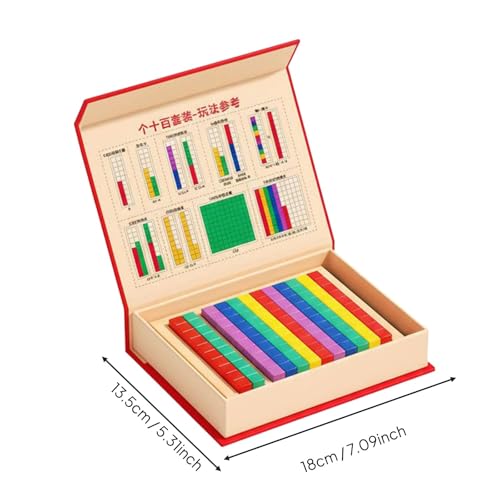 Chosertory Math Manipulative Blocks Base Place Counting Cubes Wooden Design with Storage Box and Board Suitable for Classroom Stations Homeschool Grade Number Work Student Practice - Image 6