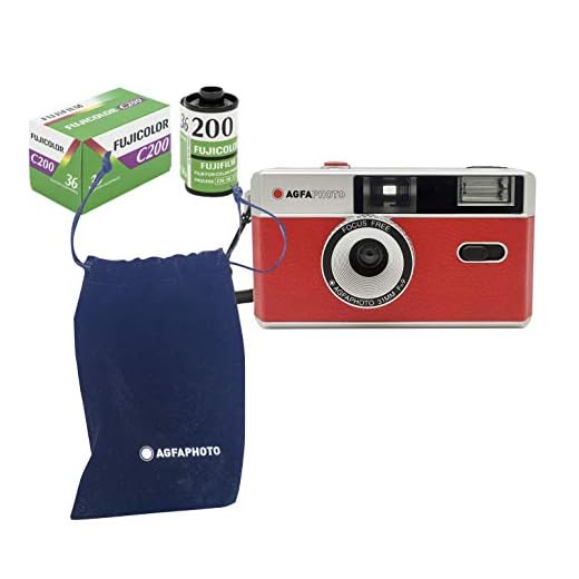 AgfaPhoto - fotocamera analogica da 35 mm, colore: Rosso (film + batteria)