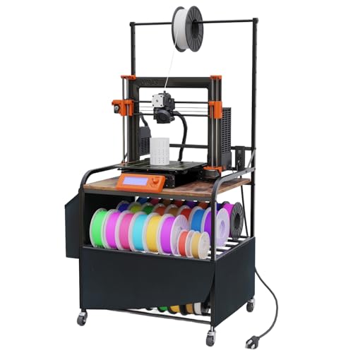 DongRong 3D-Druckerständer mit Aufbewahrung, robuster Roll-Druckertisch mit 2 Ebenen, staubdichten Regalen, Filame ...