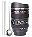 Coffee Mug,Camera Lens Cup with Sipping Lid,Super Bundle(Spoon+Straw+Brush),Insulated Stainless Steel Travel Mug,Beer Tumbler,Photographer Tea Cup,Novelty Gifts for All Festival,by Triumphic
