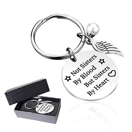 Bästa vän gåva nyckelring syster personligt smyckesset – 'Not Sisters by Blood But Sisters by Heart' nyckelring födelsedagspresent vänskapspresent, Sisters By Heart, L,