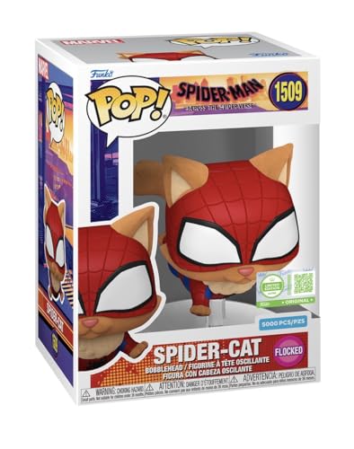 Funko POP! Spider-Man Across the Spider-Verse Spider-Cat #1509, flocado, edición limitada, Bobblehead